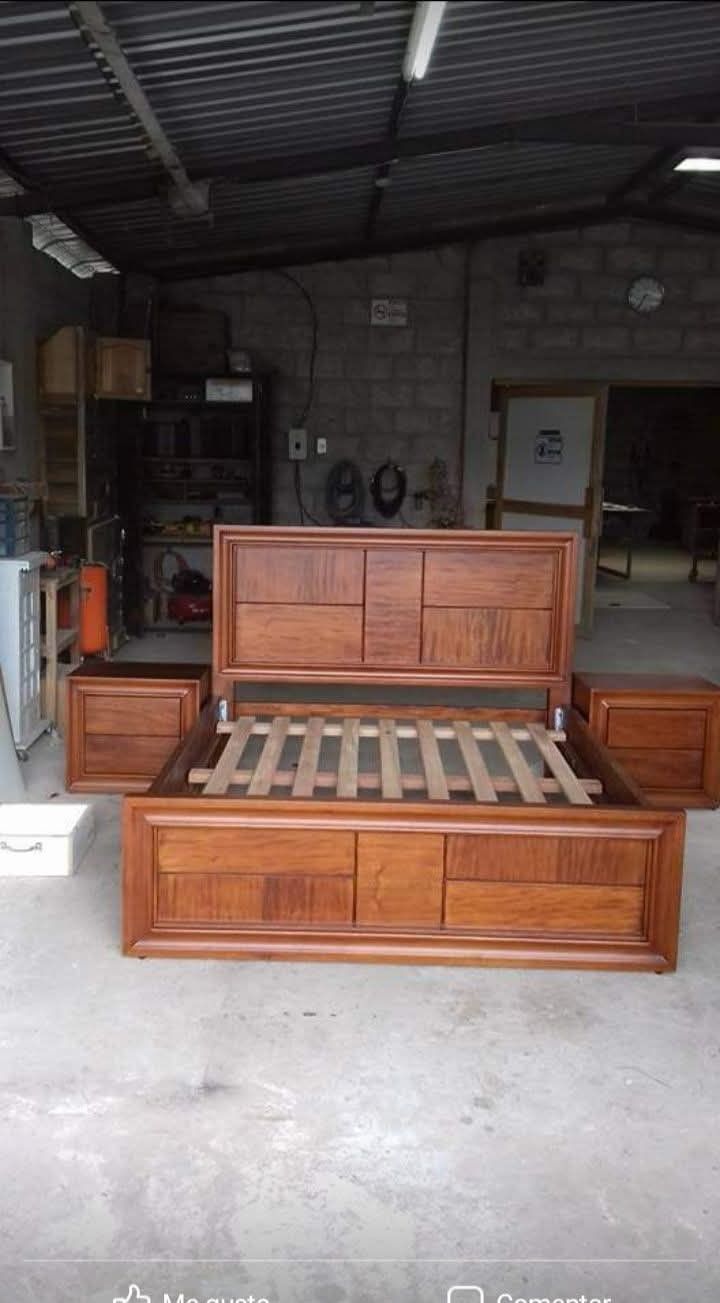 Classic Wooden bed with side drawers